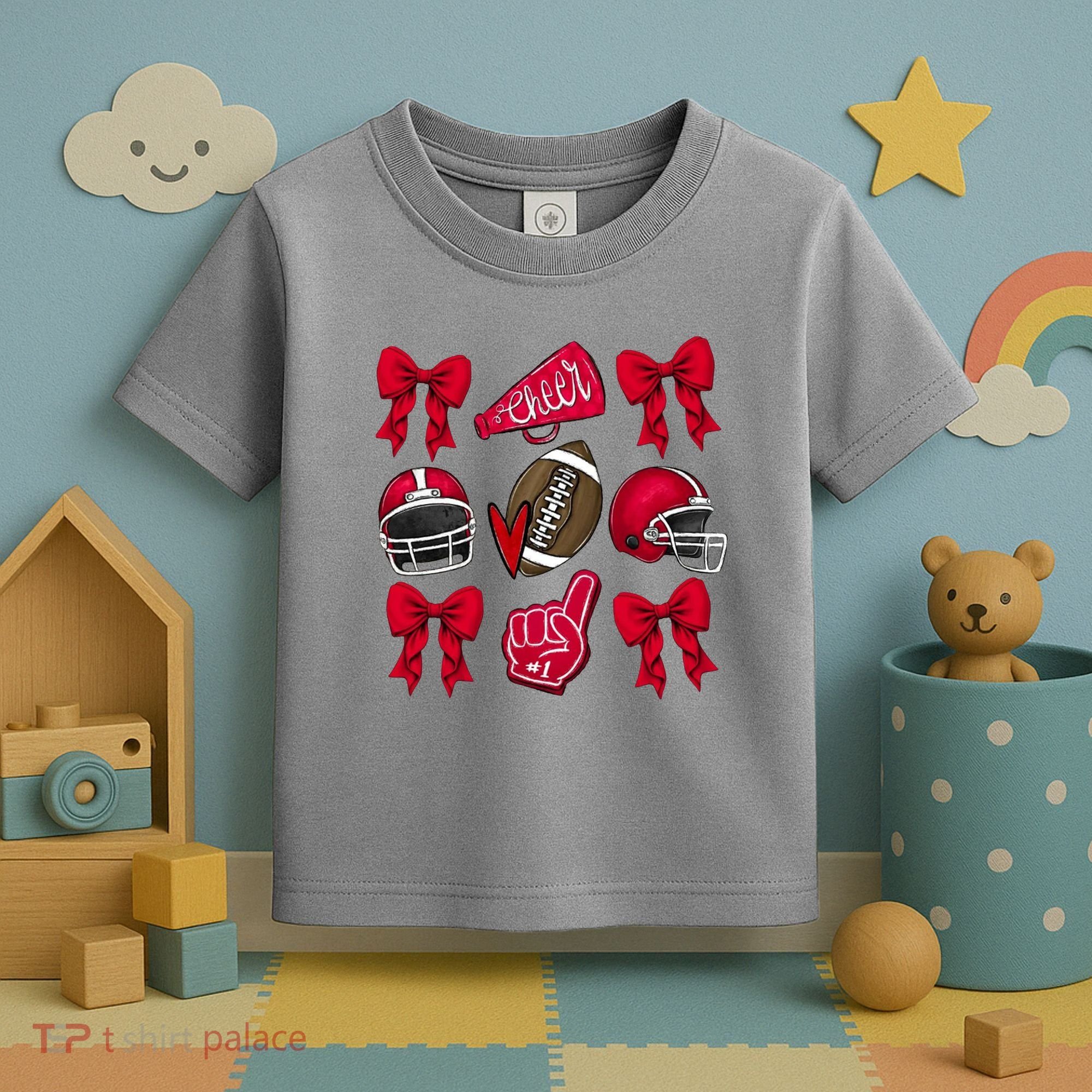 Football Coquette Bow Football Cheer Lover Toddler T-Shirt