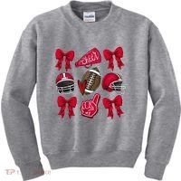 Football Coquette Bow Football Cheer Lover Kids Sweatshirt thumb 0