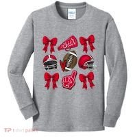 Football Coquette Bow Football Cheer Lover Kids Long Sleeve Shirt thumb 0