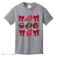 Football Coquette Bow Football Cheer Lover Kids T-Shirt thumb 0