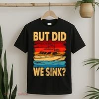 Funny Captain Boating Vintage Sunset But Did We Sink T-Shirt thumb 2