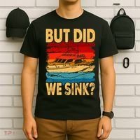 Funny Captain Boating Vintage Sunset But Did We Sink T-Shirt thumb 6
