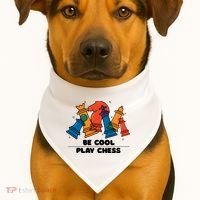 Funny Chess Be Cool Play Chess USA-Made Doggie Bandana thumb 1