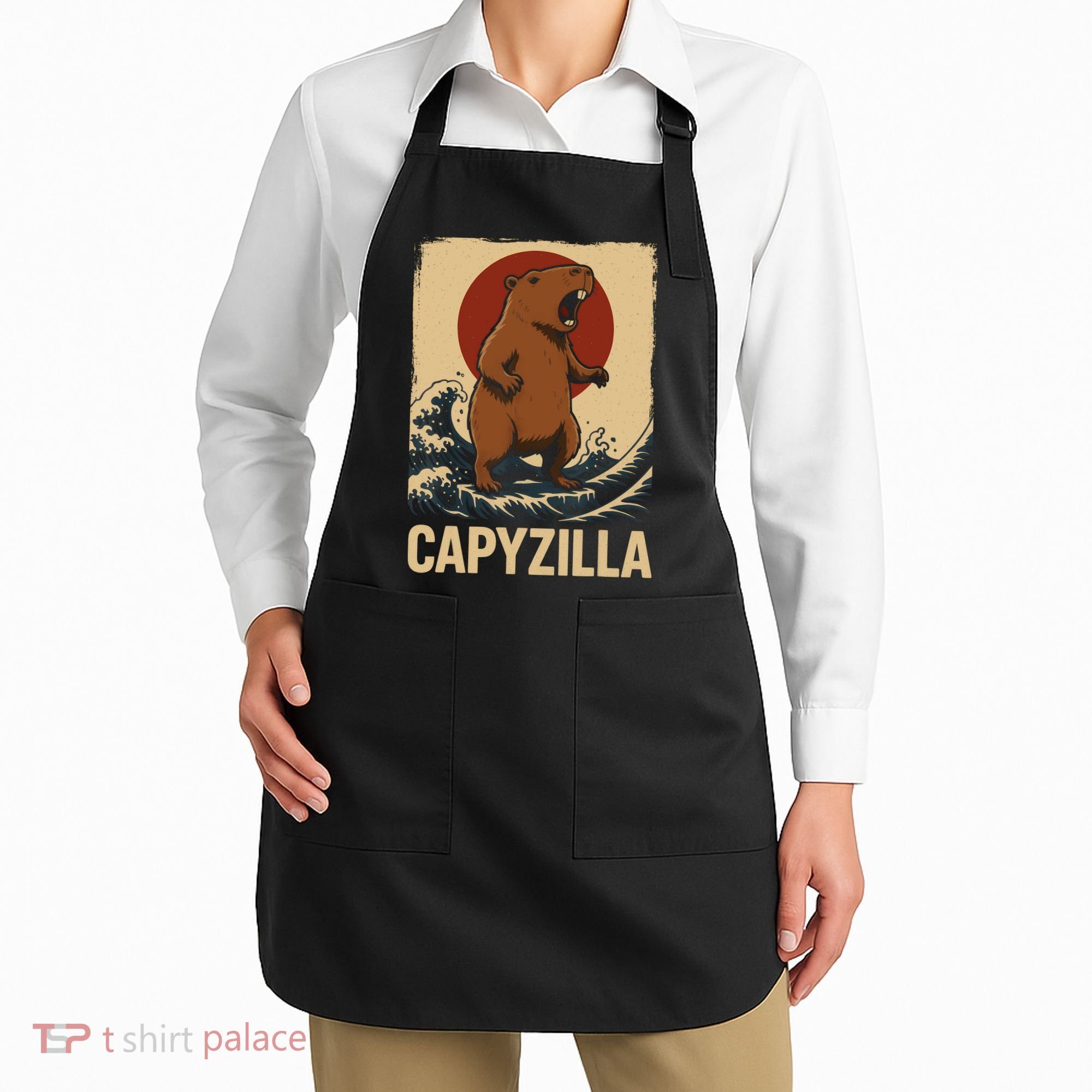 Funny Capybara Boy Girl Capyzilla  Apron
