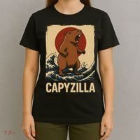 Funny Capybara Boy Girl Capyzilla  T-Shirt thumb 4