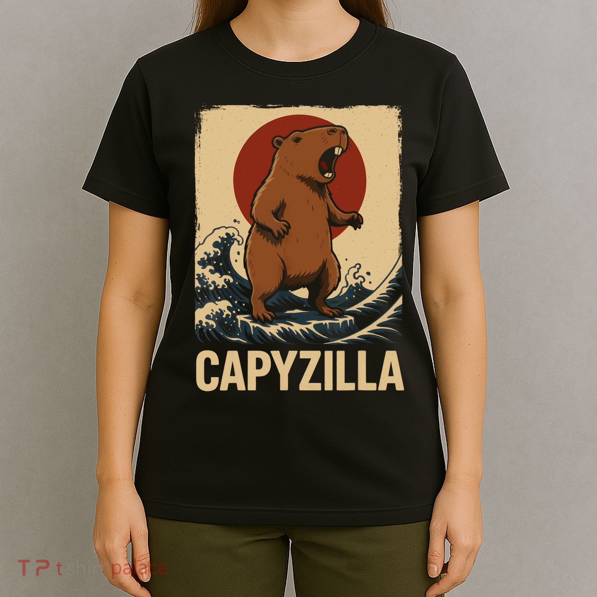 Funny Capybara Boy Girl Capyzilla  T-Shirt