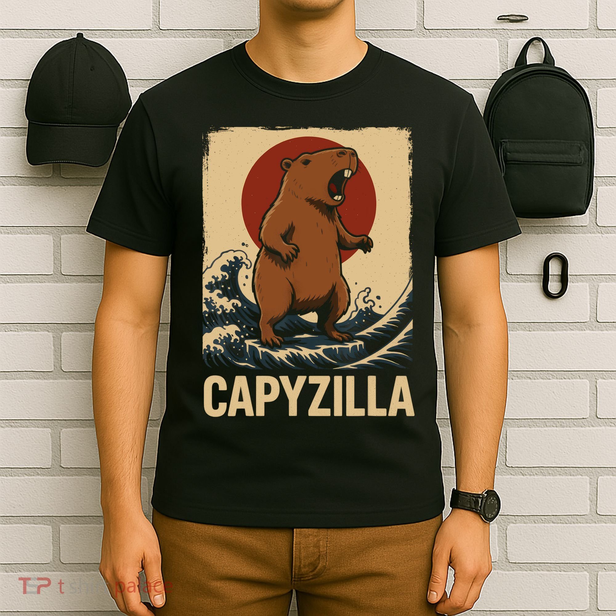 Funny Capybara Boy Girl Capyzilla  T-Shirt