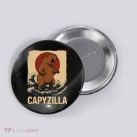 Funny Capybara Boy Girl Capyzilla  Button thumb 0