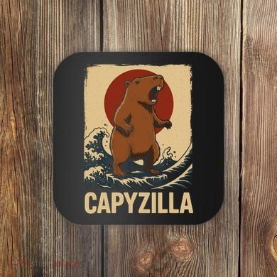 Funny Capybara Boy Girl Capyzilla  Coaster