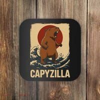 Funny Capybara Boy Girl Capyzilla  Coaster thumb 0