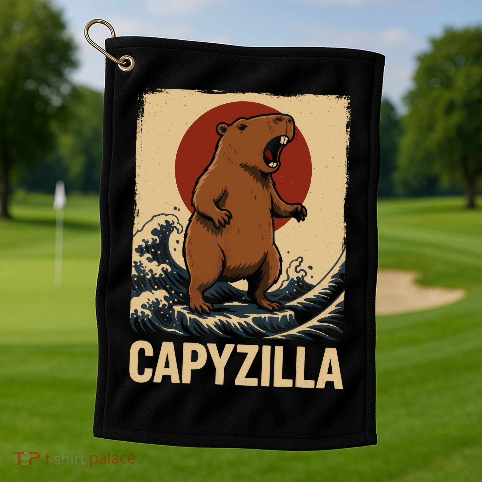 Funny Capybara Boy Girl Capyzilla  Golf Towel