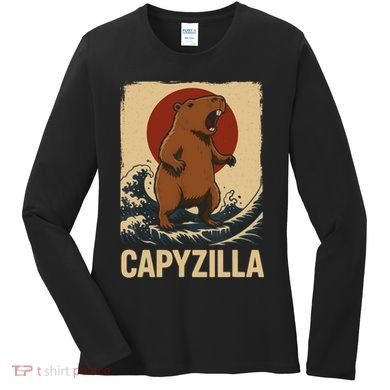 Funny Capybara Boy Girl Capyzilla  Women's Long Sleeve Shirt