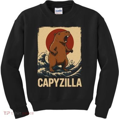 Funny Capybara Boy Girl Capyzilla  Kids Sweatshirt