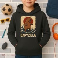 Funny Capybara Boy Girl Capyzilla  Kids Hoodie thumb 2