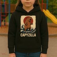 Funny Capybara Boy Girl Capyzilla  Kids Hoodie thumb 3
