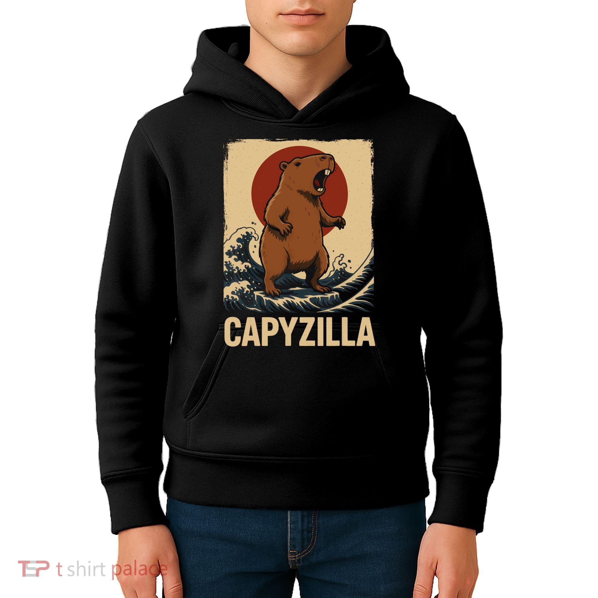 Funny Capybara Boy Girl Capyzilla  Kids Hoodie