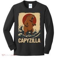 Funny Capybara Boy Girl Capyzilla  Kids Long Sleeve Shirt thumb 0