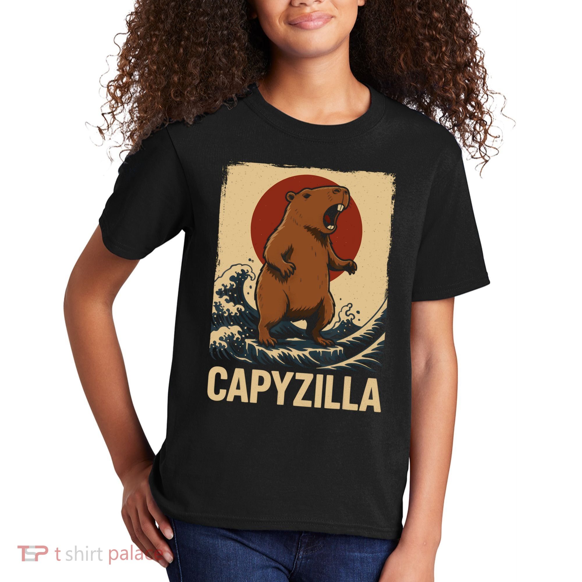Funny Capybara Boy Girl Capyzilla  Kids T-Shirt