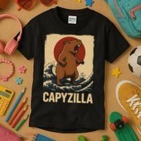 Funny Capybara Boy Girl Capyzilla  Kids T-Shirt thumb 3