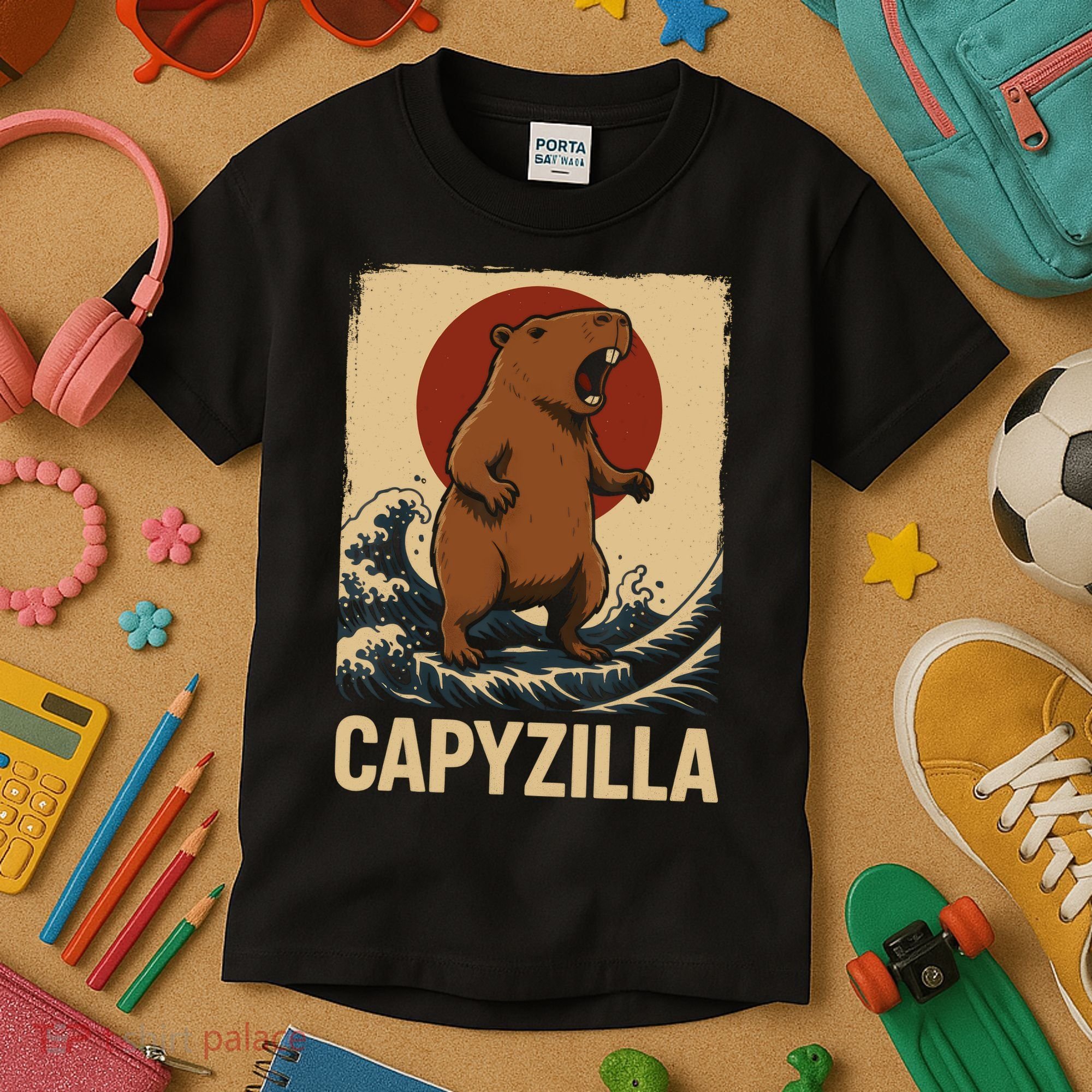 Funny Capybara Boy Girl Capyzilla  Kids T-Shirt