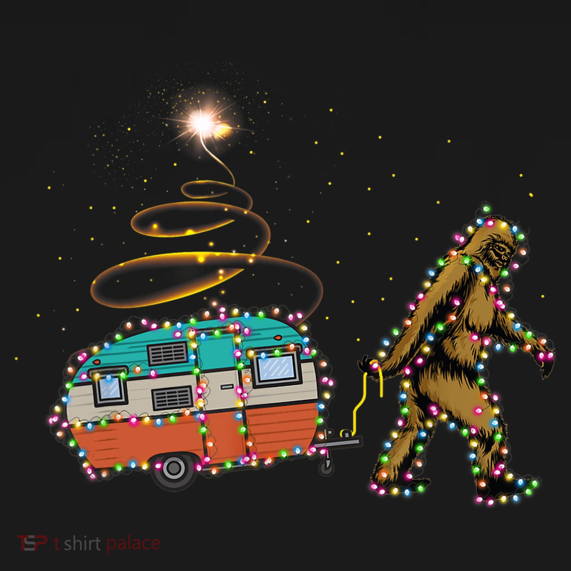 Funny Camping Bigfoot Light Christmas Tree Gifts Xmas Idea Backpack