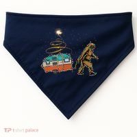 Funny Camping Bigfoot Light Christmas Tree Gifts Xmas Idea USA-Made Doggie Bandana thumb 0