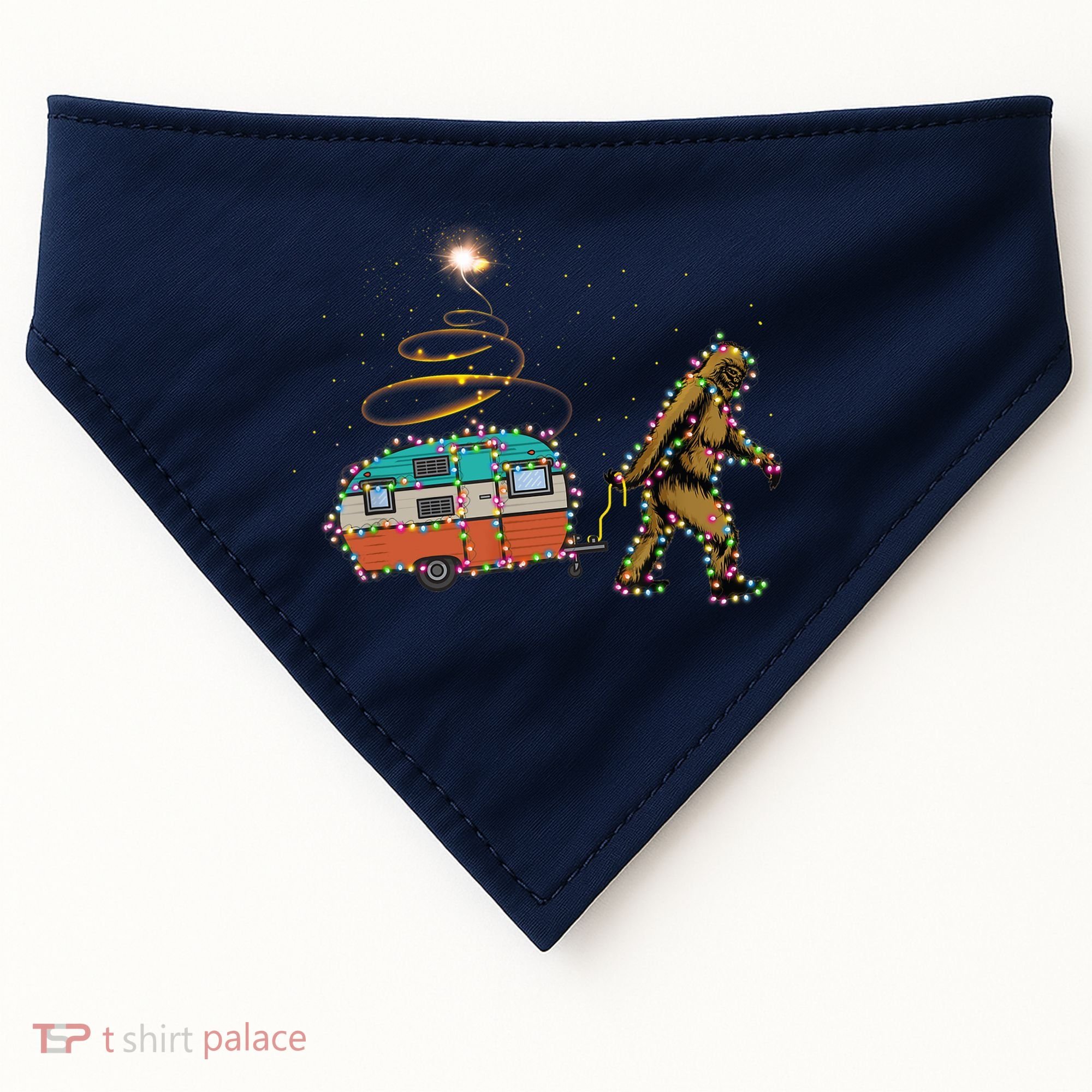 Funny Camping Bigfoot Light Christmas Tree Gifts Xmas Idea USA-Made Doggie Bandana