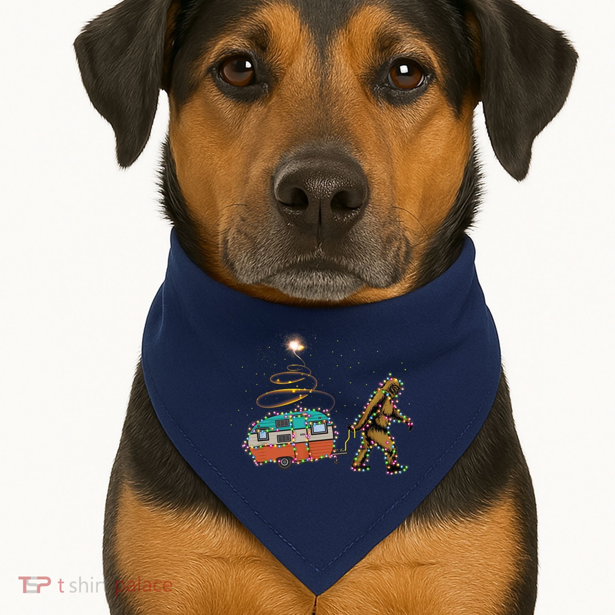 Funny Camping Bigfoot Light Christmas Tree Gifts Xmas Idea USA-Made Doggie Bandana