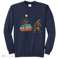 Funny Camping Bigfoot Light Christmas Tree Gifts Xmas Idea Sweatshirt thumb 0