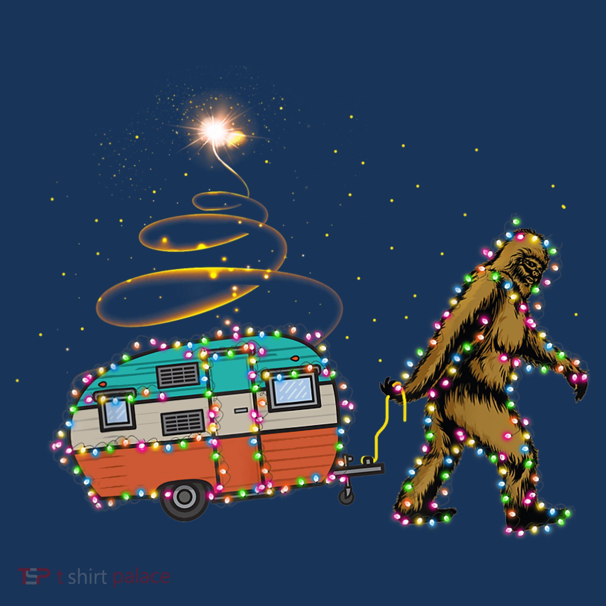 Funny Camping Bigfoot Light Christmas Tree Gifts Xmas Idea Sweatshirt