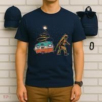 Funny Camping Bigfoot Light Christmas Tree Gifts Xmas Idea T-Shirt thumb 6