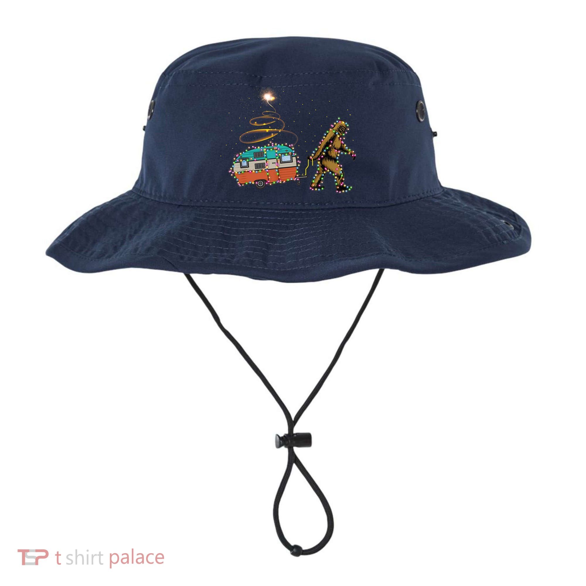 Funny Camping Bigfoot Light Christmas Tree Gifts Xmas Idea Bucket Hat