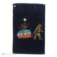 Funny Camping Bigfoot Light Christmas Tree Gifts Xmas Idea Golf Towel thumb 0