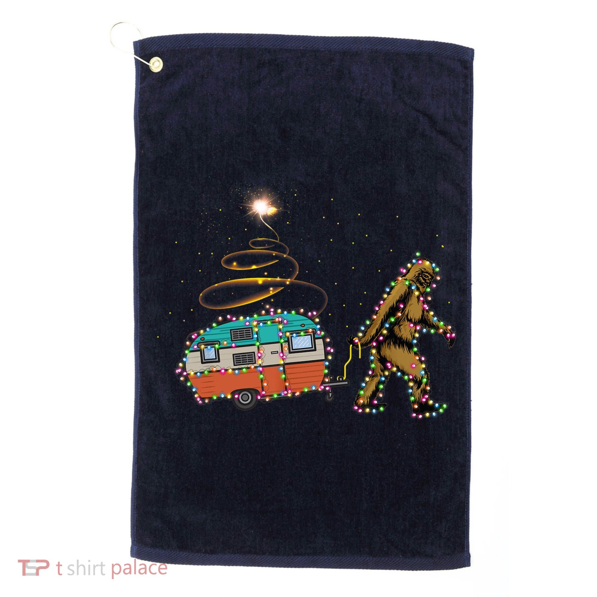 Funny Camping Bigfoot Light Christmas Tree Gifts Xmas Idea Golf Towel