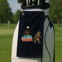 Funny Camping Bigfoot Light Christmas Tree Gifts Xmas Idea Golf Towel thumb 2