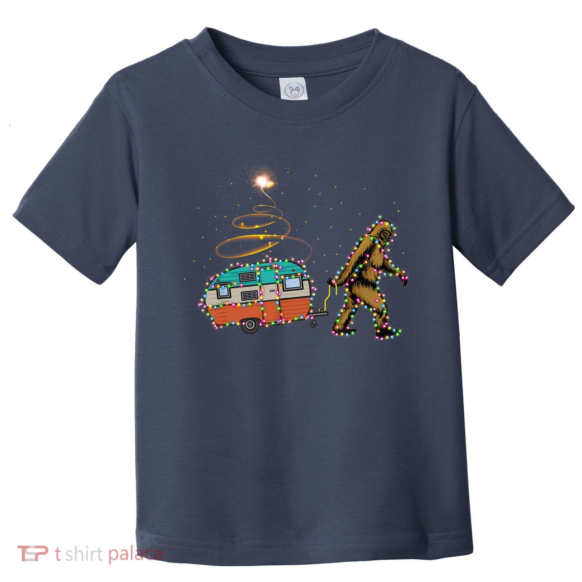 Funny Camping Bigfoot Light Christmas Tree Gifts Xmas Idea Toddler T-Shirt