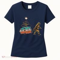 Funny Camping Bigfoot Light Christmas Tree Gifts Xmas Idea Women's T-Shirt thumb 0
