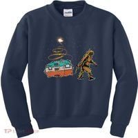 Funny Camping Bigfoot Light Christmas Tree Gifts Xmas Idea Kids Sweatshirt thumb 0