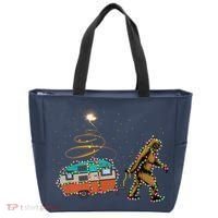 Funny Camping Bigfoot Light Christmas Tree Gifts Xmas Idea Tote Bag thumb 0