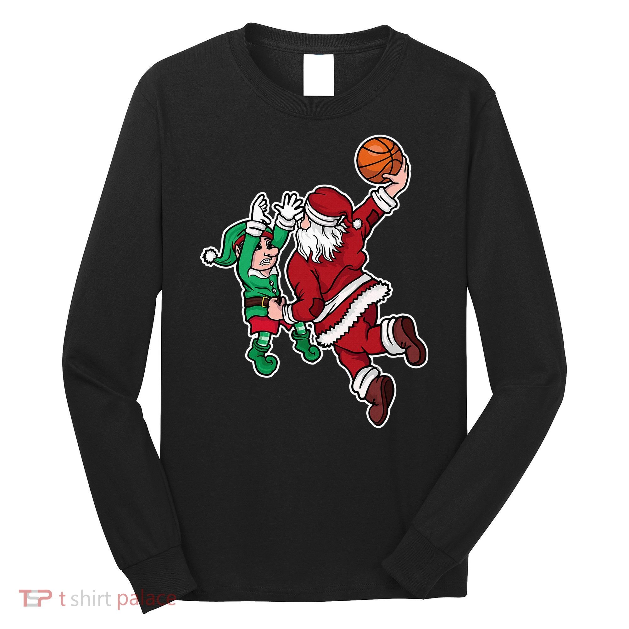 Funny Christmas Basketball Player Santa Claus Dunk Xmas Long Sleeve Shirt