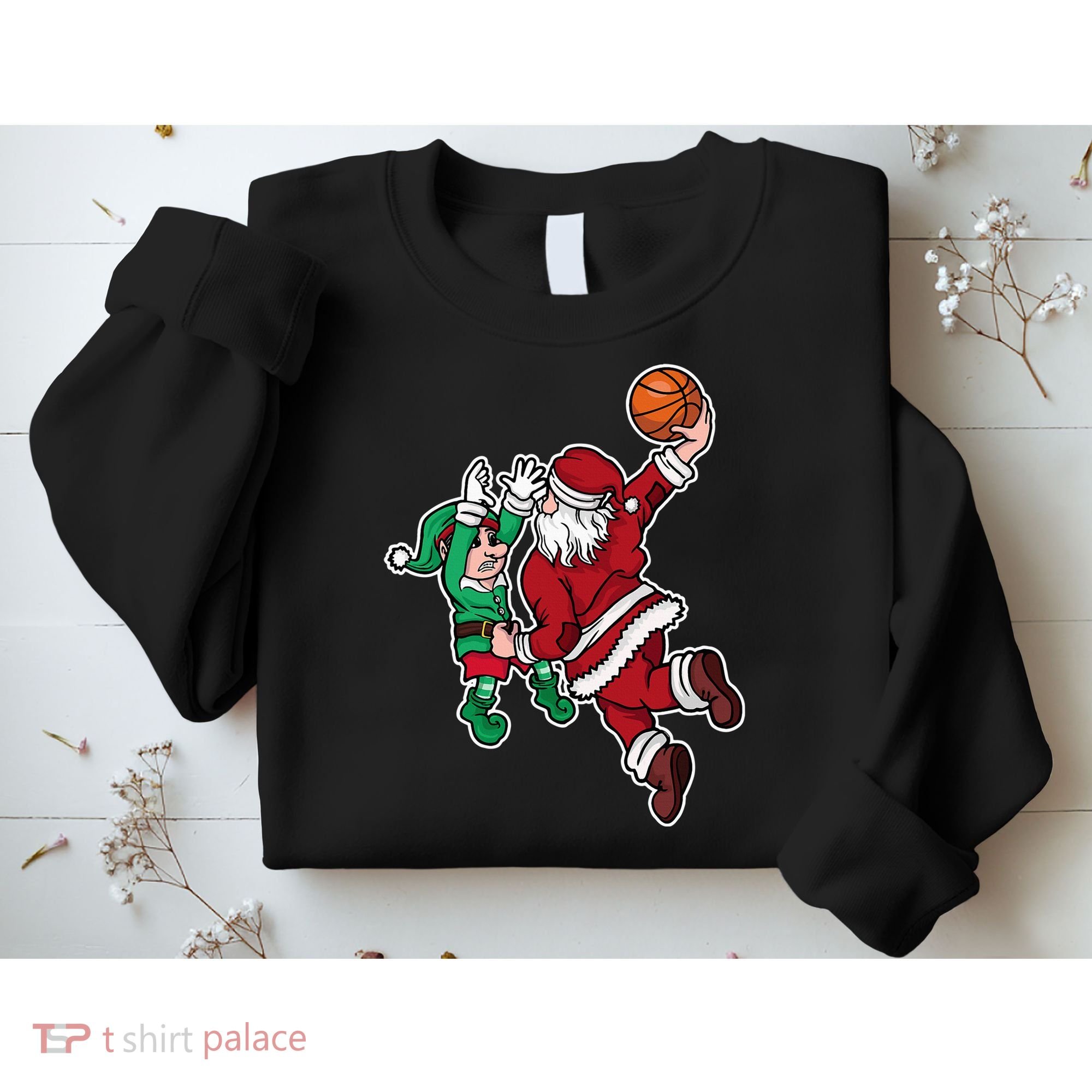 Funny Christmas Basketball Player Santa Claus Dunk Xmas Sweatshirt