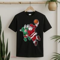 Funny Christmas Basketball Player Santa Claus Dunk Xmas T-Shirt thumb 2