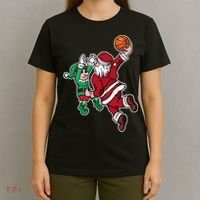 Funny Christmas Basketball Player Santa Claus Dunk Xmas T-Shirt thumb 4
