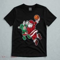 Funny Christmas Basketball Player Santa Claus Dunk Xmas T-Shirt thumb 5