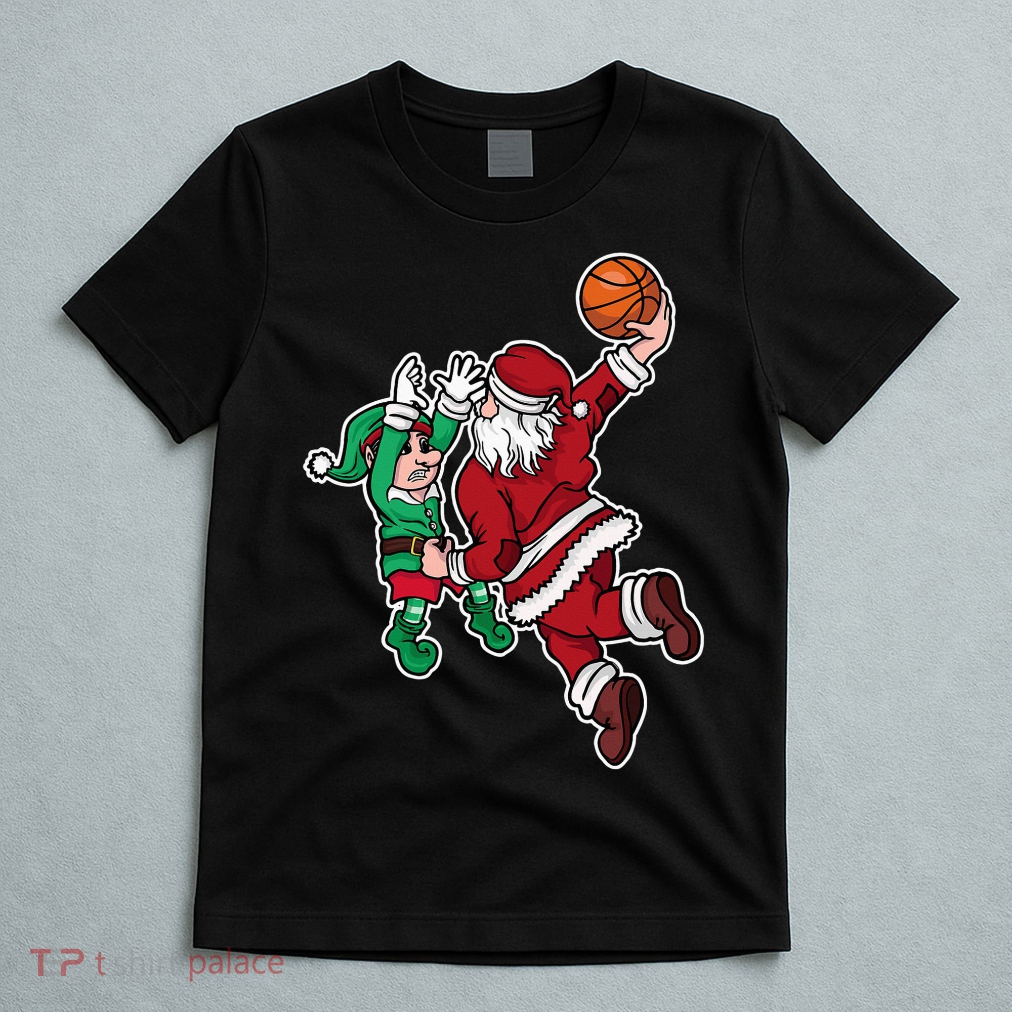 Funny Christmas Basketball Player Santa Claus Dunk Xmas T-Shirt