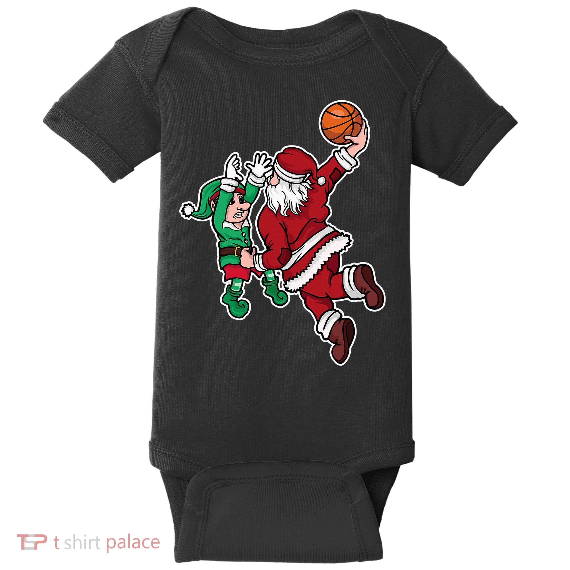 Funny Christmas Basketball Player Santa Claus Dunk Xmas Baby Bodysuit
