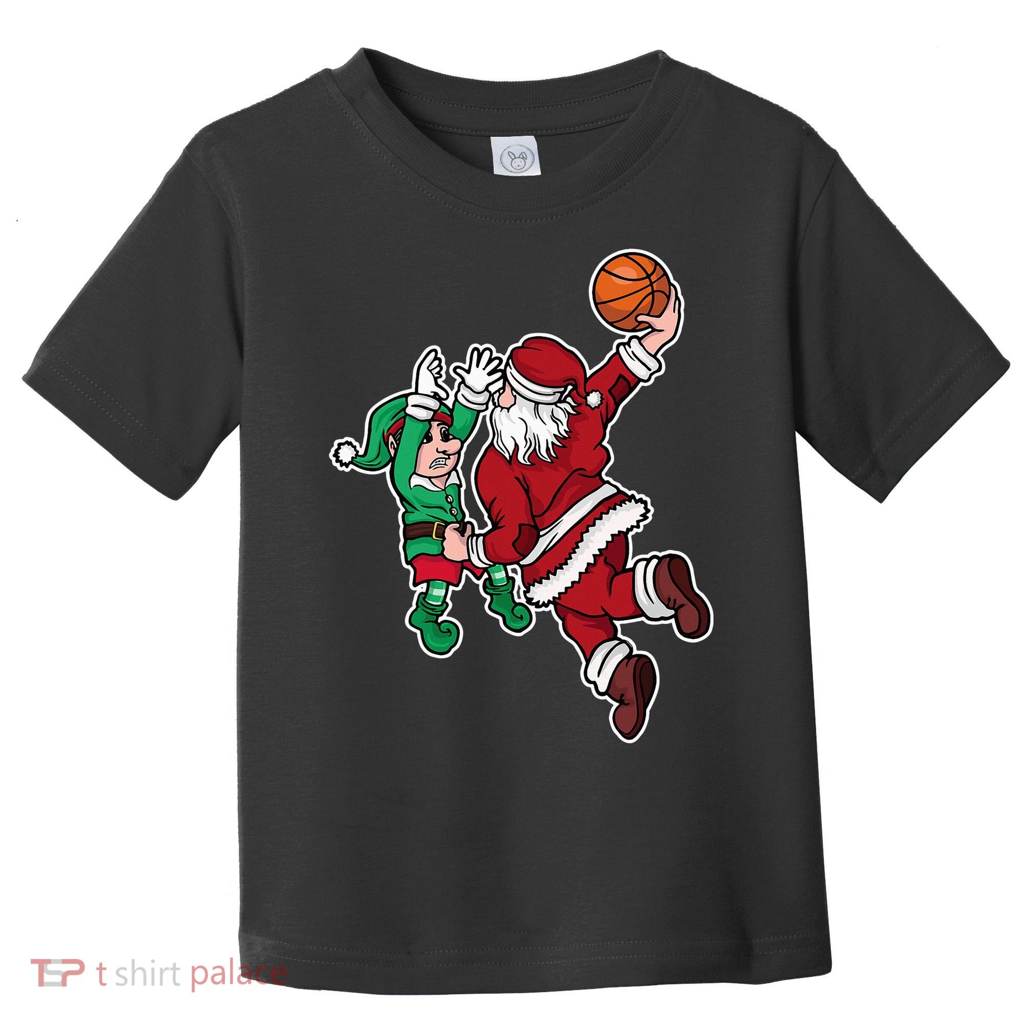 Funny Christmas Basketball Player Santa Claus Dunk Xmas Toddler T-Shirt