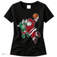 Funny Christmas Basketball Player Santa Claus Dunk Xmas Women's T-Shirt thumb 0
