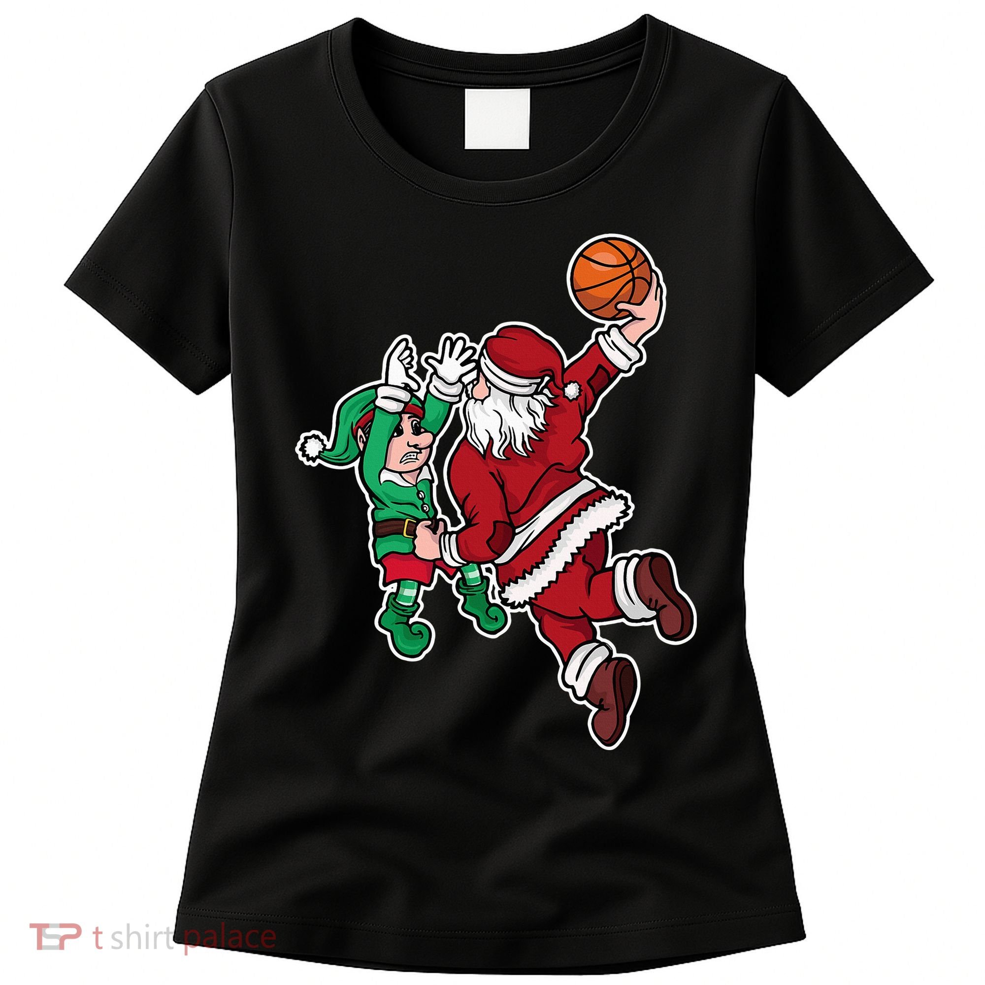 Funny Christmas Basketball Player Santa Claus Dunk Xmas Women's T-Shirt