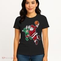 Funny Christmas Basketball Player Santa Claus Dunk Xmas Women's T-Shirt thumb 4